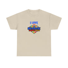 Load image into Gallery viewer, I Love An Autistic Super Child Tee, Unisex Heavy Cotton Tee, Autism Awareness Shirt, Gift for Parents, Supportive T-Shirt, Unique Family Gift
