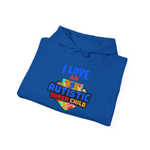 Load image into Gallery viewer, I Love an Autistic Super Child Hoodie - Unisex Heavy Blend Sweatshirt, Autism Awareness Gift, Cozy Sweatshirt, Family Support Apparel, [...]
