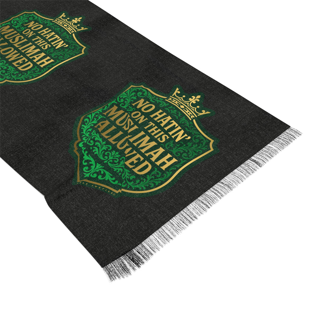 Crown No Hatin’ On This Muslimah Allowed  Light Scarf with Empowering Text, Fashionable Headscarf, Year-Round Accessory, Thoughtful Gift for Her