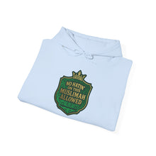 Load image into Gallery viewer, Crown No Hatin’ On This Muslimah Allowed  Hoodie - Cozy Religious Sweatshirt, Faith-Based Gift, Unisex Pullover, Perfect for Ramadan, Eid, Daily Wear
