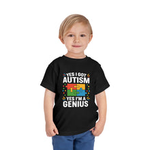 Load image into Gallery viewer, Autism Awareness Toddler Tee, Cute Gift, Puzzle Design, Genius Statement, Short Sleeve Shirt, Family Outing, Playdate
