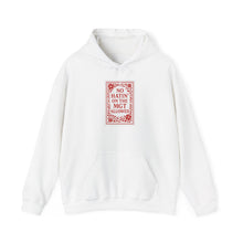 Load image into Gallery viewer, MGT No Hatin&#39; Unisex Hooded Sweatshirt - Vegan Gift, Cozy Hoodie, Casual Wear, Trendy Streetwear, Gift for Friends
