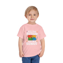 Load image into Gallery viewer, Autism Awareness Toddler Tee, Cute Gift, Puzzle Design, Genius Statement, Short Sleeve Shirt, Family Outing, Playdate
