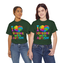 Load image into Gallery viewer, I Love Someone with Autism Tee, Awareness Shirt, Gift for Autism Support, Unisex Cotton T-Shirt, Colorful Heart Design, Inclusive Fashion

