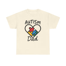 Load image into Gallery viewer, Autism Dad Unisex Heavy Cotton Tee | Supportive Gift for Fathers | Family, Awareness, Love, Encouragement, Puzzle Pieces
