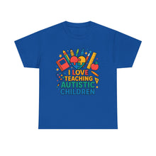 Load image into Gallery viewer, Teaching Autistic Children Tee Shirt, Autism Awareness Gift, Unisex Cotton Tee, Teacher Appreciation Gift, Classroom Shirt
