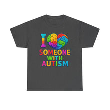Load image into Gallery viewer, I Love Someone with Autism Tee, Awareness Shirt, Gift for Autism Support, Unisex Cotton T-Shirt, Colorful Heart Design, Inclusive Fashion
