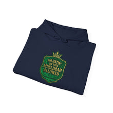 Load image into Gallery viewer, Crown No Hatin’ On This Muslimah Allowed  Hoodie - Cozy Religious Sweatshirt, Faith-Based Gift, Unisex Pullover, Perfect for Ramadan, Eid, Daily Wear
