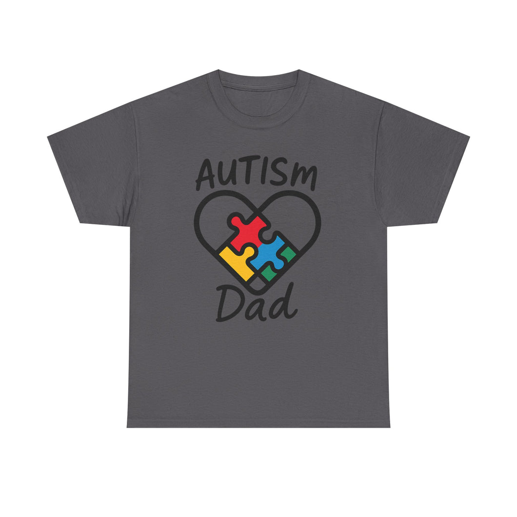 Autism Dad Unisex Heavy Cotton Tee | Supportive Gift for Fathers | Family, Awareness, Love, Encouragement, Puzzle Pieces