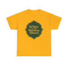 Load image into Gallery viewer, Unisex Heavy Cotton Tee - &#39;No Hatin&#39; On This Muslimah Allowed&#39;, Islamic Pride Shirt, Modest Fashion Top, Gift for Muslim Friends, [...]
