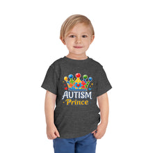 Load image into Gallery viewer, Toddler Autism Prince Tee - Cute Short Sleeve Shirt for Kids, Perfect for Birthdays, Celebrations, and Autism Awareness Events
