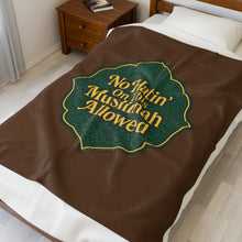 Load image into Gallery viewer, No Hatin’ On This Muslimah Allowed  Cozy Velveteen Plush Blanket - &#39;No Hat&#39;in’ On This Muslimah Allowed&#39; - Perfect Gift for Muslimah, Home Decor, Snuggle Time, Eid, Ramadan

