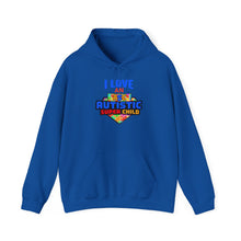 Load image into Gallery viewer, I Love an Autistic Super Child Hoodie - Unisex Heavy Blend Sweatshirt, Autism Awareness Gift, Cozy Sweatshirt, Family Support Apparel, [...]
