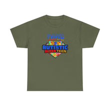 Load image into Gallery viewer, Proud Parent of an Autistic Super TEEN Tee, Autism Awareness Apparel, Unisex T-Shirt, Gift for Parents, Supportive Parent Shirt, [...]
