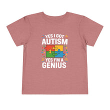 Load image into Gallery viewer, Autism Awareness Toddler Tee, Cute Gift, Puzzle Design, Genius Statement, Short Sleeve Shirt, Family Outing, Playdate
