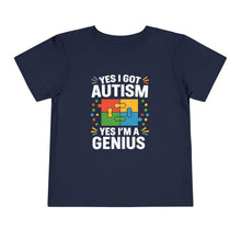 Load image into Gallery viewer, Autism Awareness Toddler Tee, Cute Gift, Puzzle Design, Genius Statement, Short Sleeve Shirt, Family Outing, Playdate
