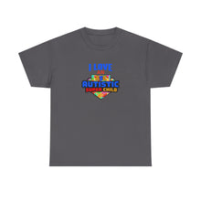 Load image into Gallery viewer, I Love An Autistic Super Child Tee, Unisex Heavy Cotton Tee, Autism Awareness Shirt, Gift for Parents, Supportive T-Shirt, Unique Family Gift
