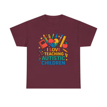 Load image into Gallery viewer, Teaching Autistic Children Tee Shirt, Autism Awareness Gift, Unisex Cotton Tee, Teacher Appreciation Gift, Classroom Shirt
