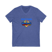 Load image into Gallery viewer, Proud Teacher of an Autistic Super Child V-Neck Tee, Autism Awareness Shirt, Unisex Teacher Gift, Cute Teaching Apparel, Back to School Outfit, Inspirational Top
