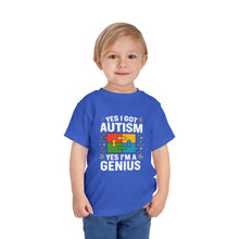 Load image into Gallery viewer, Autism Awareness Toddler Tee, Cute Gift, Puzzle Design, Genius Statement, Short Sleeve Shirt, Family Outing, Playdate

