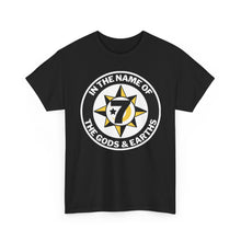 Load image into Gallery viewer, In the Name of Gods &amp; Earths Unisex Heavy Cotton Tee with Inspiring Graphic, Spiritual T-Shirt, Trendy Casual Wear, Gift for Him or Her, Everyday Comfort Tee, [...]
