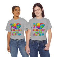 Load image into Gallery viewer, I Love Someone with Autism Tee, Awareness Shirt, Gift for Autism Support, Unisex Cotton T-Shirt, Colorful Heart Design, Inclusive Fashion
