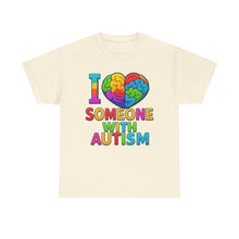 Load image into Gallery viewer, I Love Someone with Autism Tee, Awareness Shirt, Gift for Autism Support, Unisex Cotton T-Shirt, Colorful Heart Design, Inclusive Fashion
