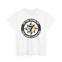 Load image into Gallery viewer, In the Name of Gods &amp; Earths Unisex Heavy Cotton Tee with Inspiring Graphic, Spiritual T-Shirt, Trendy Casual Wear, Gift for Him or Her, Everyday Comfort Tee, [...]
