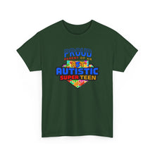 Load image into Gallery viewer, Proud Parent of an Autistic Super TEEN Tee, Autism Awareness Apparel, Unisex T-Shirt, Gift for Parents, Supportive Parent Shirt, [...]
