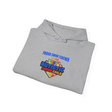 Load image into Gallery viewer, Proud Swim Teacher of Autistic Super Child Sweatshirt, Cozy Gift for Educators, Unisex Hoodie, School Spirit Apparel, Perfect for Teacher Appreciation
