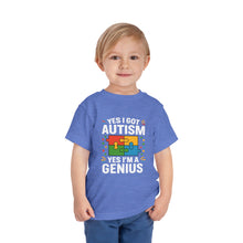 Load image into Gallery viewer, Autism Awareness Toddler Tee, Cute Gift, Puzzle Design, Genius Statement, Short Sleeve Shirt, Family Outing, Playdate
