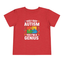 Load image into Gallery viewer, Autism Awareness Toddler Tee, Cute Gift, Puzzle Design, Genius Statement, Short Sleeve Shirt, Family Outing, Playdate
