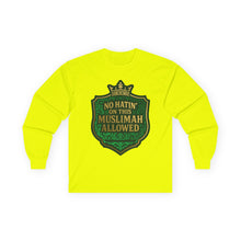 Load image into Gallery viewer, Crown No Hatin’ On This Muslimah Allowed  Long Sleeve Tee, Comfortable Tee for Everyday Wear, Great for Gifts, Cultural Celebrations, Appreciation Events
