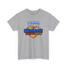 Load image into Gallery viewer, Proud Parent of an Autistic Super TEEN Tee, Autism Awareness Apparel, Unisex T-Shirt, Gift for Parents, Supportive Parent Shirt, [...]
