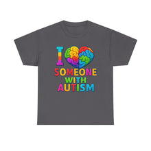Load image into Gallery viewer, I Love Someone with Autism Tee, Awareness Shirt, Gift for Autism Support, Unisex Cotton T-Shirt, Colorful Heart Design, Inclusive Fashion
