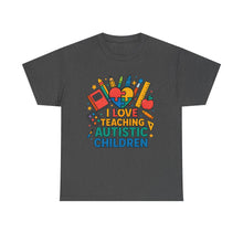 Load image into Gallery viewer, Teaching Autistic Children Tee Shirt, Autism Awareness Gift, Unisex Cotton Tee, Teacher Appreciation Gift, Classroom Shirt
