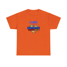 Load image into Gallery viewer, I Love An Autistic Super Child Tee, Unisex Heavy Cotton Tee, Autism Awareness Shirt, Gift for Parents, Supportive T-Shirt, Unique Family Gift
