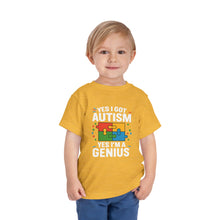 Load image into Gallery viewer, Autism Awareness Toddler Tee, Cute Gift, Puzzle Design, Genius Statement, Short Sleeve Shirt, Family Outing, Playdate
