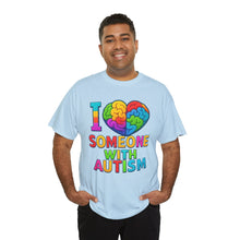 Load image into Gallery viewer, I Love Someone with Autism Tee, Awareness Shirt, Gift for Autism Support, Unisex Cotton T-Shirt, Colorful Heart Design, Inclusive Fashion
