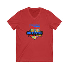 Load image into Gallery viewer, Proud Parent of an Autistic Super Child V-Neck Tee, Unisex Graphic Shirt, Special Needs Awareness, Parenting Support Tee, Autistic [...]
